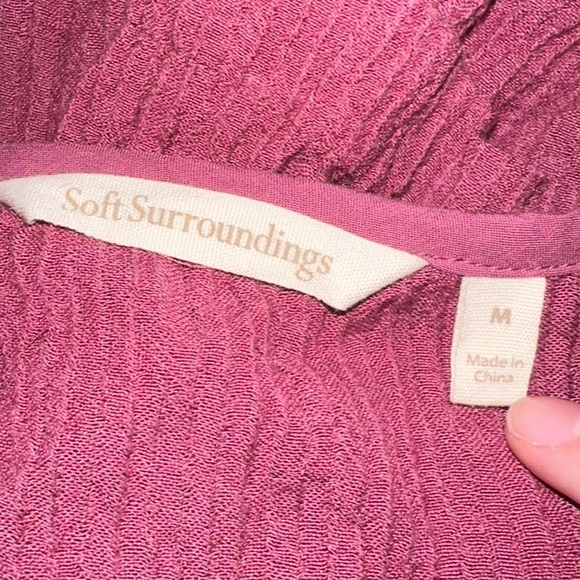 Soft Surroundings Mahdia Boho Crinkle Hot Pint Mauve Peasant Blouse Size Medium - Picture 7 of 8